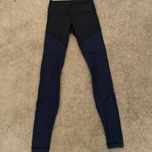 Lululemon Color Block Leggings in Navy Blue and Black